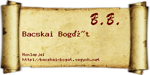 Bacskai Bogát névjegykártya
